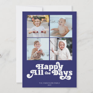 Simple Hanukkah Four Photo Holiday Card