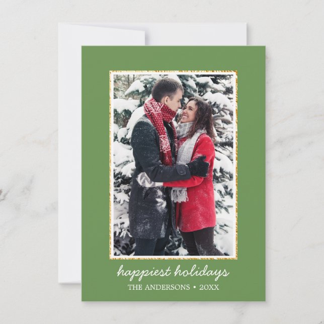 Simple Happiest Holidays Photo Christmas Greetings Holiday Card (Front)
