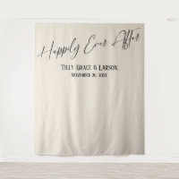 Simple Happily Ever After Cream Photo Backdrop