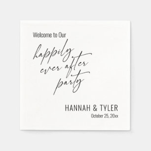 Simple Happily Ever After Party Black & White Napkin