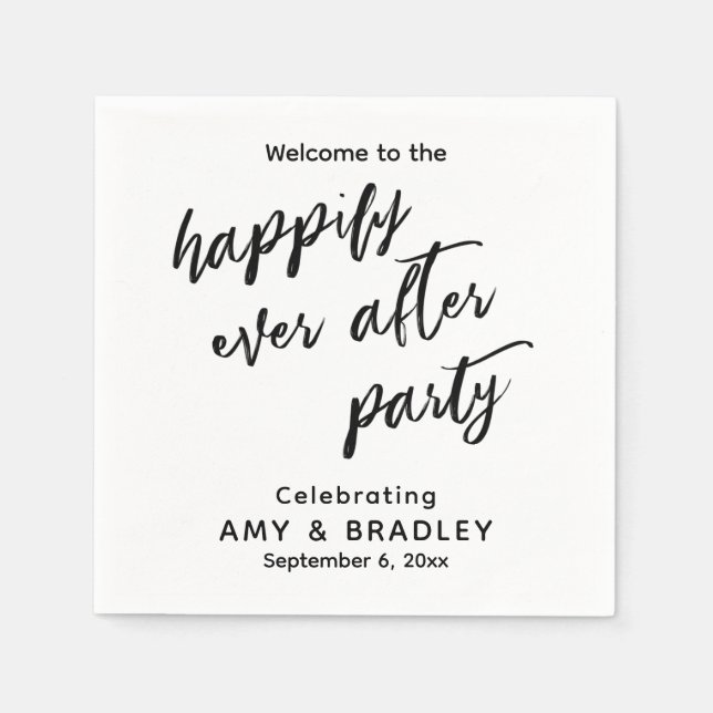 Simple Happily Ever After Party Handwriting Napkin (Front)
