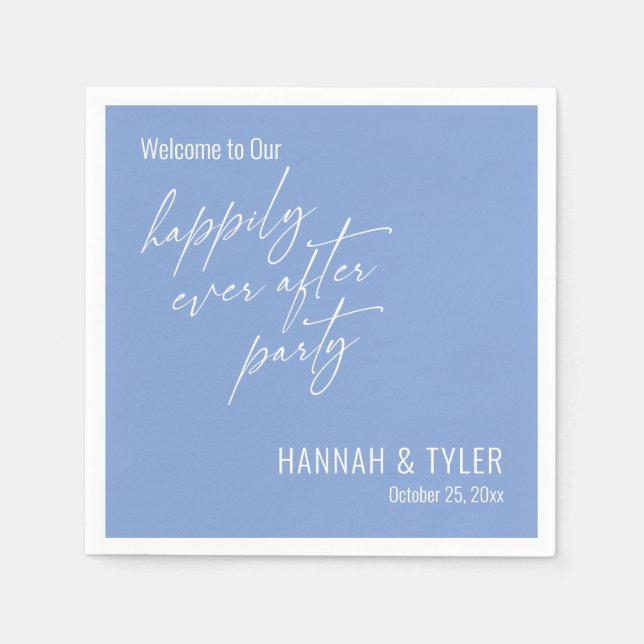 Simple Happily Ever After Party Periwinkle Blue Napkin (Front)