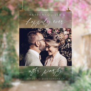 Simple Happily Ever After Party Photo Wedding Acrylic Sign