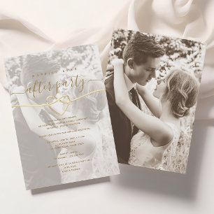 Simple Happily Ever After Wedding Reception Photo Invitation