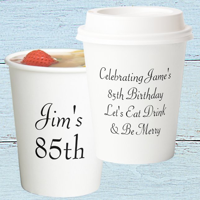 Simple Happy 85th Birthday Party  Paper Cups (Front And Back)