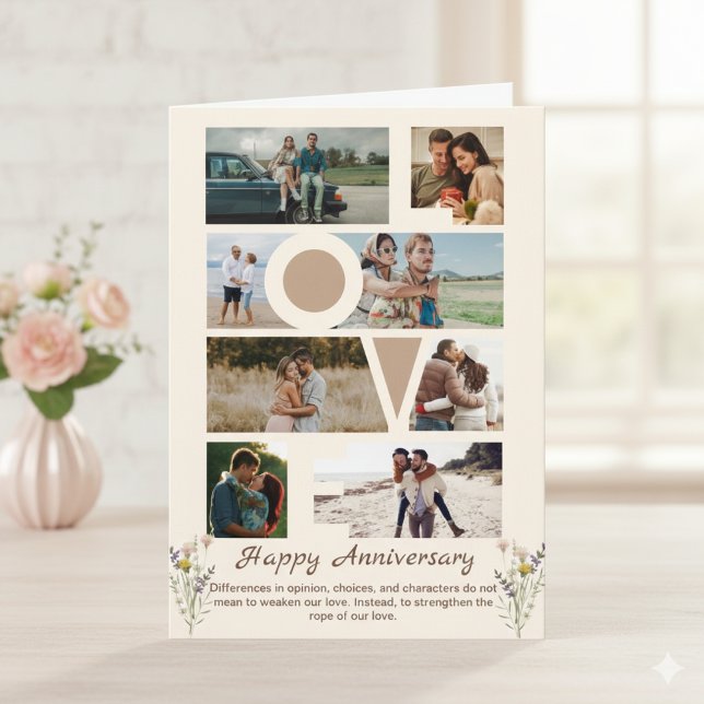 Simple Happy Anniversary Photo Collage  Card (Creator Uploaded)