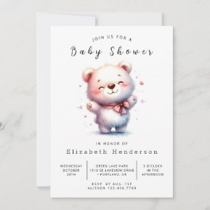  Simple Happy Bear Baby Shower Invitation