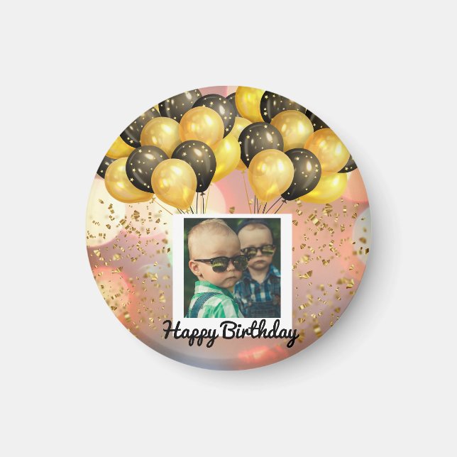 Simple Happy Birthday Add Photo Text Personalised  Magnet (Front)