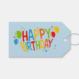 SImple Happy Birthday Gift Tag with Balloons