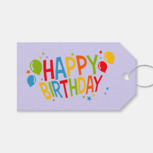 SImple Happy Birthday Gift Tag with Balloons