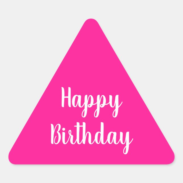 Simple Happy Birthday Hot Pink Triangle Sticker (Front)