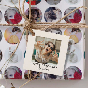 Simple Happy Birthday One Photo Favour Tags