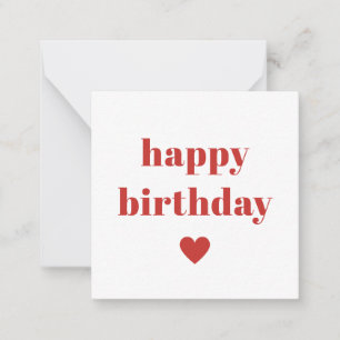 Simple Happy Birthday Typography Red Heart Card