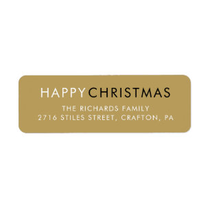 Simple Happy Christmas Modern Gold Return Address