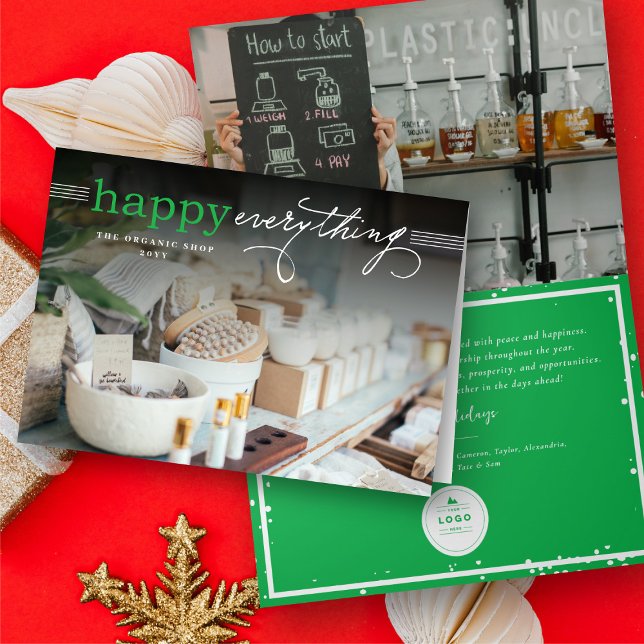 Simple Happy Everything Modern Photo Business Holiday Card (Creator Uploaded)