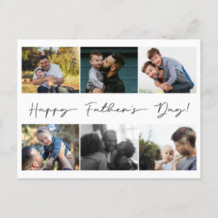 Simple Happy Fathers Day 6 Photo Collage Holiday Postcard