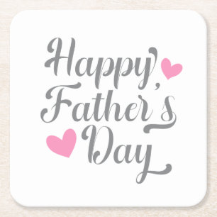 Simple Happy Father's Day Calligraphy Coaster