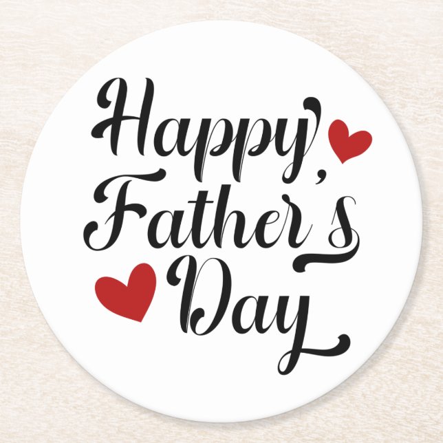 Simple Happy Father's Day Calligraphy | Coaster (Front)