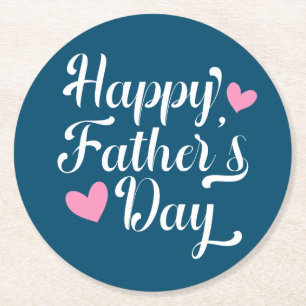 Simple Happy Father's Day Calligraphy Coaster
