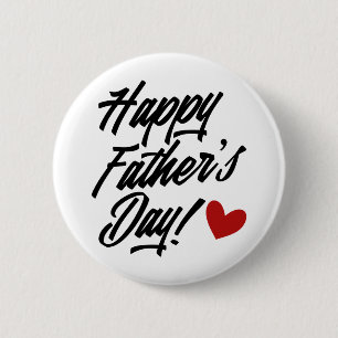 Simple Happy Father's Day Calligraphy Pin Button