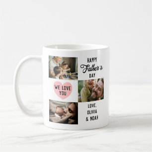 Simple Happy Father's Day Custom 3 Photo Coffee Mug