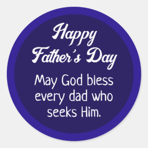 Simple Happy Father's Day Dad Prayer Dark Blue Classic Round Sticker