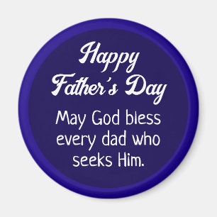 Simple Happy Father's Day Dad Prayer Dark Blue Magnet