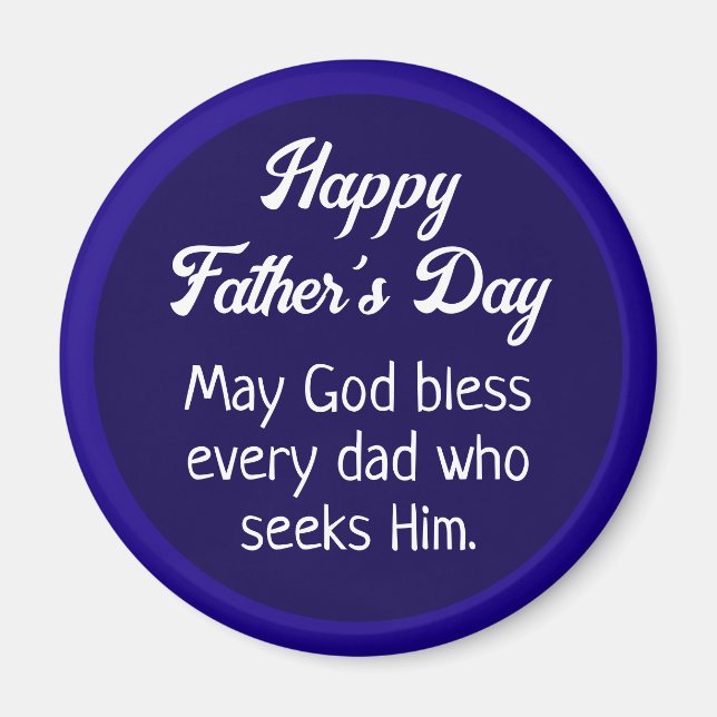 Simple Happy Father's Day Dad Prayer Dark Blue Magnet (Front)