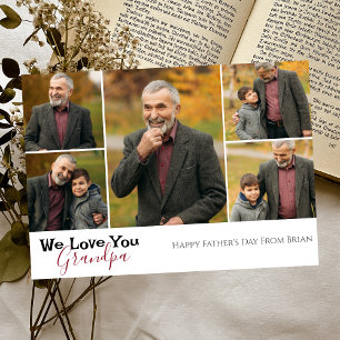 simple Happy Father's day, grandpa Five photo Holiday Card