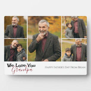 simple Happy Father's day, grandpa Five photo Plaque