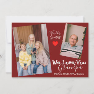 simple Happy Father's day, grandpa two photo Holiday Card