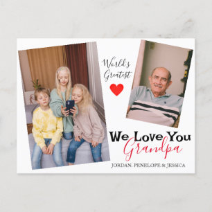 simple Happy Father's day, grandpa two photo   Holiday Postcard