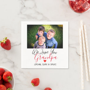 simple Happy Father's day, grandpa two photo Napkin