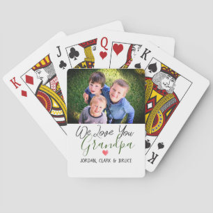 simple Happy Father's day, grandpa two photo   Playing Cards