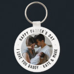 Simple Happy Father's Day Love You Daddy Photo Key Ring<br><div class="desc">Simple Custom Text Happy Father's Day Love You Daddy Photo keychain</div>