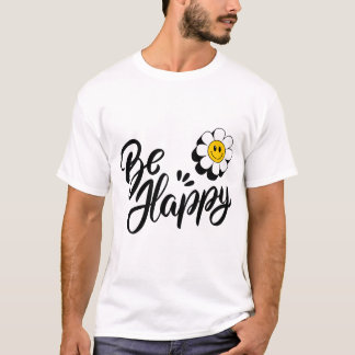 Simple Happy Flower - Good Vibes Smile Design T-Shirt
