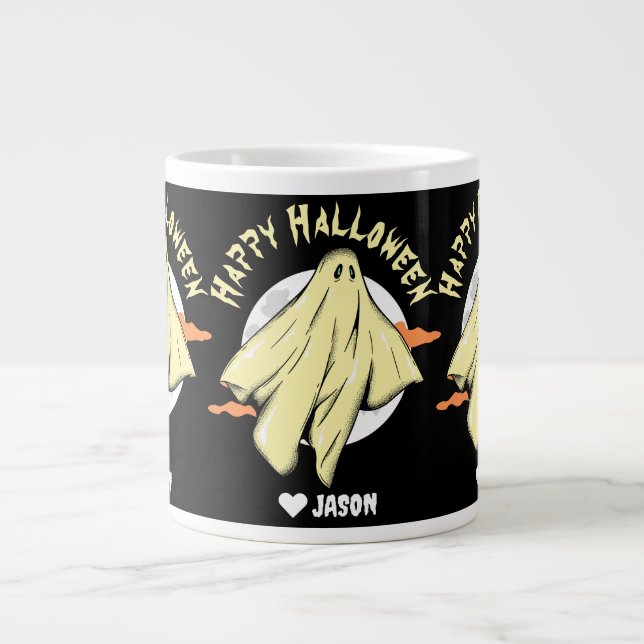 Simple Happy Halloween boo spooky ghost Large Coffee Mug (Front)