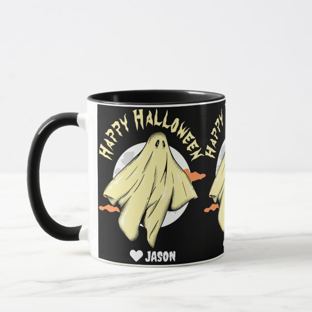Simple Happy Halloween boo spooky ghost Mug (Left)