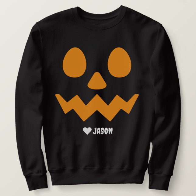 Simple Happy Halloween boo spooky pumpkin Sweatshirt (Design Front)