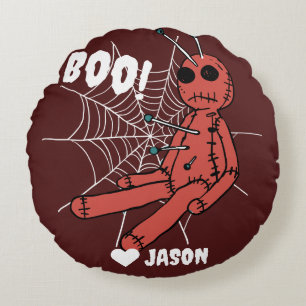 Simple Happy Halloween boo spooky voodoo doll Round Cushion