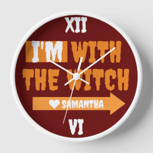 Simple Happy Halloween i'm with the witch costum Clock