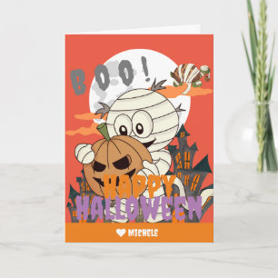 Simple Happy Halloween Mummy family and friends Card