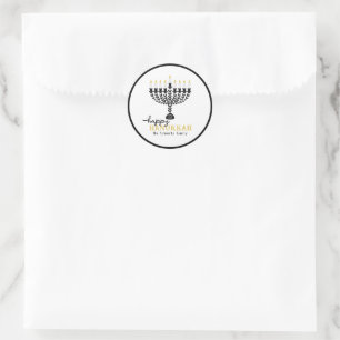 Simple HAPPY HANNUKAH Menorah Classic Round Sticker