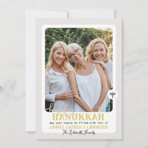 Simple HAPPY HANNUKAH Menorah Photo Holiday Card