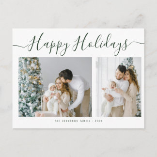 Simple Happy Holidays Family Photo Christmas Postcard