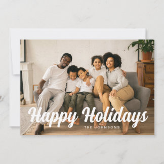Simple Happy Holidays Full Photo card 