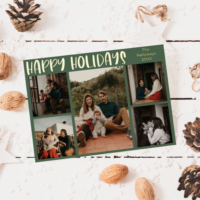 Simple Happy Holidays | Green Five Photo Gold (Creator Uploaded)