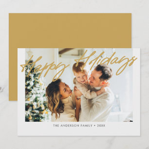 Simple Happy Holidays Handwritten Script Photo Holiday Card