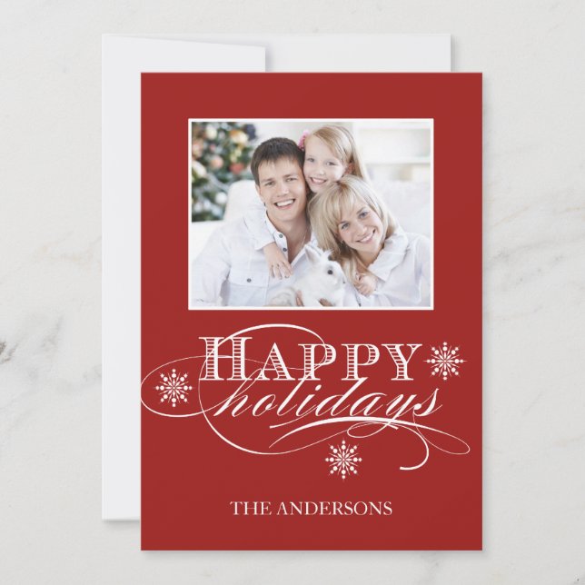 SIMPLE HAPPY HOLIDAYS PHOTO CARD RED (Front)