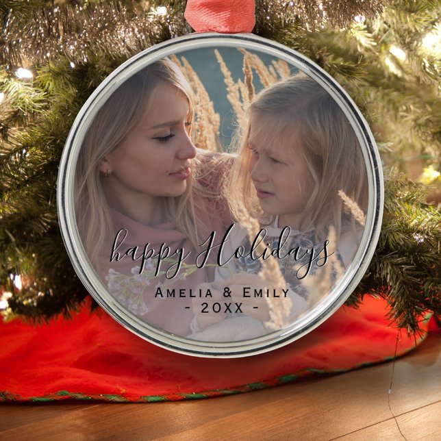 Simple Happy Holidays Script Full Photo Metal Tree Decoration (Creator Uploaded)